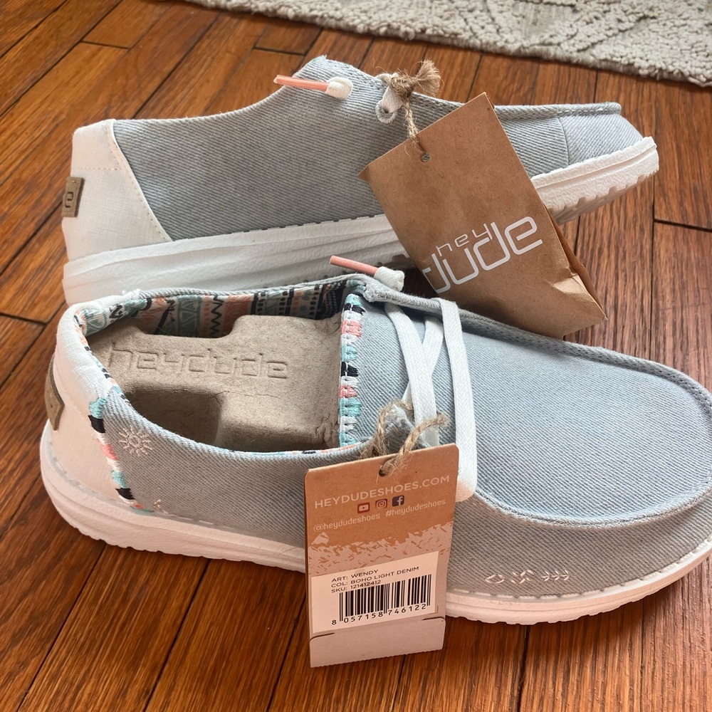 Hey Dude Sky Blue and White Casual Shoes